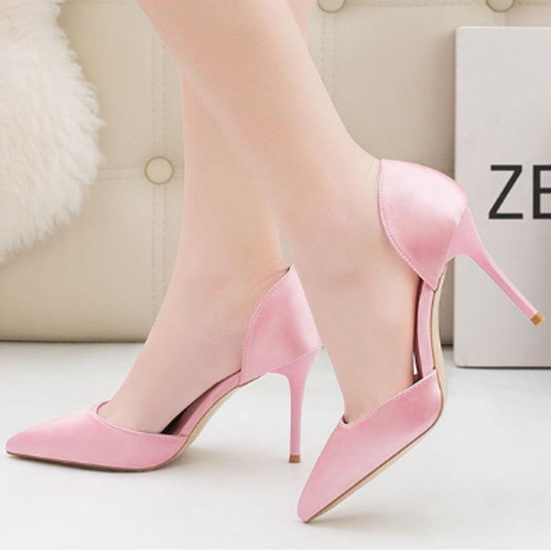 

Women's high heels sandals women's wedding shoes banquet shoes Satin hollow sandals high heels, Black