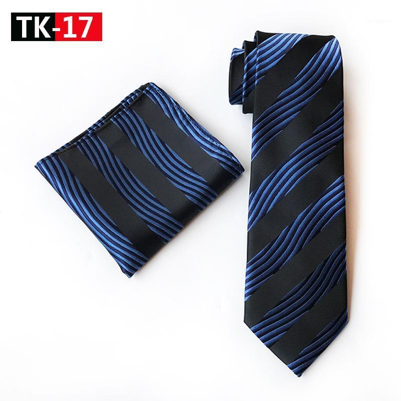 

Black and Navy Blue Ripple Striped Tie Set Gentlemen Neckties for Formal Wear1