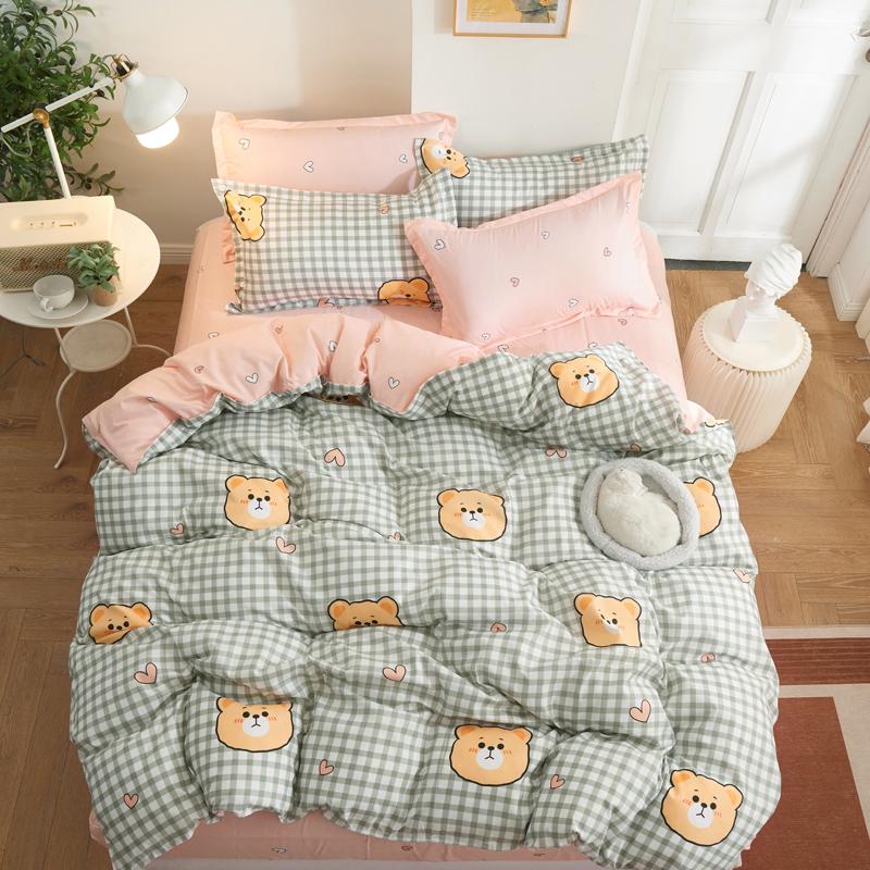 

Fashion printing Cartoon bear single Full Queen King family Size Quilt Cover Flat Sheet Pillow Cases set 2/3/4/5PCS, D39