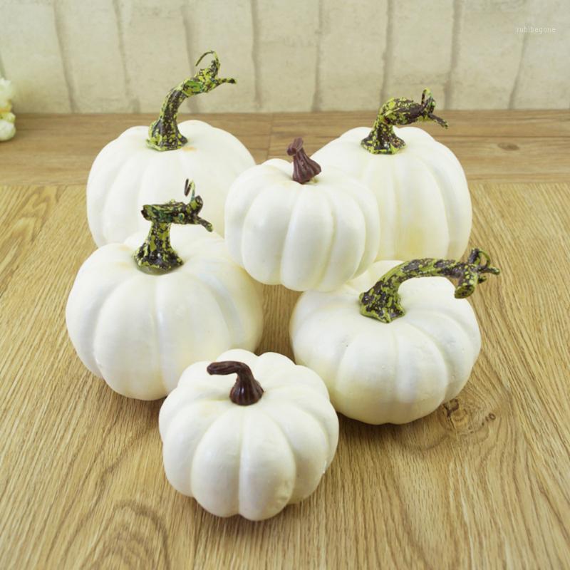 

6Pcs Halloween Atmosphere Artificial Graffiti Foam Pumpkin realstic lifelike Photo Party Props Home Garden Decor1, White
