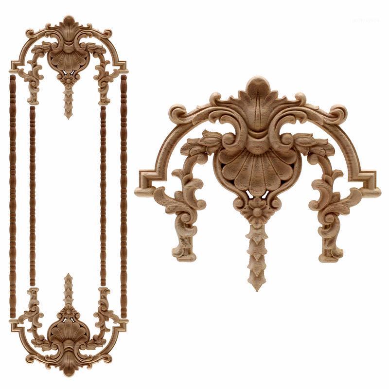 

VZLX Floral Wood Carved Decal Corner Appliques Frame Wall Furniture Woodcarving Decorative Wooden Figurines Crafts Home Decor1