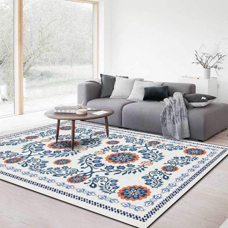 

Modern fresh branch flowers orange blue pink ethnic style living room bedroom bedside carpet floor mats