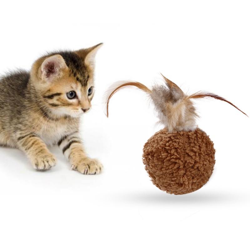 

Cat Feather Ball Toys Interactive Cat Toys Play Chewing Rattle Scratch Catch Pet Kitten Exrecise Toy Balls