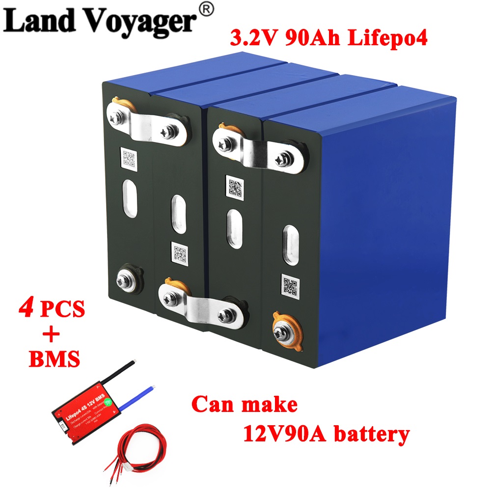 

3.2V 90Ah 12Vhigh-power LiFePO4 battery pack Lithium phospha Large capacity 24V 48V Car motor power batteries Free 4S 8S BMS