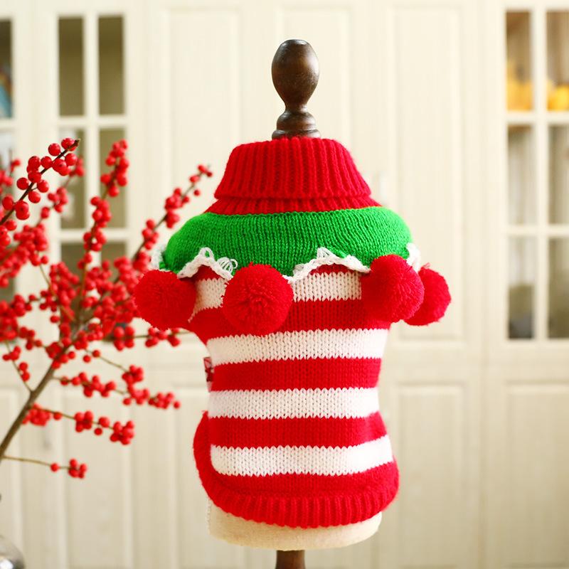 

Dog Cat Xmas Sweater Dog Jumper striped Design Puppy Hoodie Winter Warm Clothes Apparel, Green