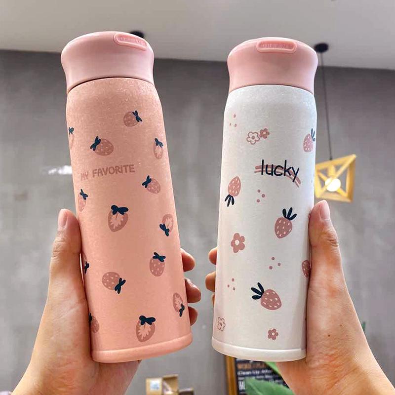 

contracted style is strawberry keep-warm glass non-slip cup body portable handle girl heart lovely drop insulation cup