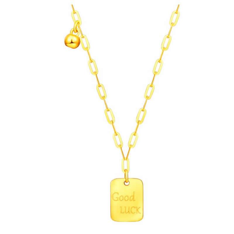 

Chains Pure 24K Yellow Gold Necklace Women 999 Good Luck Link Chain