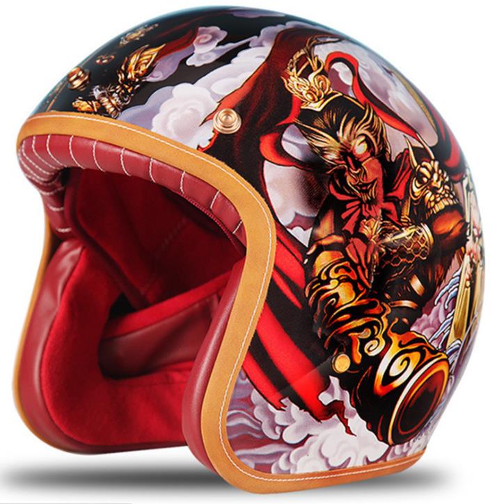 

Hand-painted motorcycle helmet Wukong pattern design DOT ECE certified motorcycle helmet wholesale 068 Blue yellow black, Blues