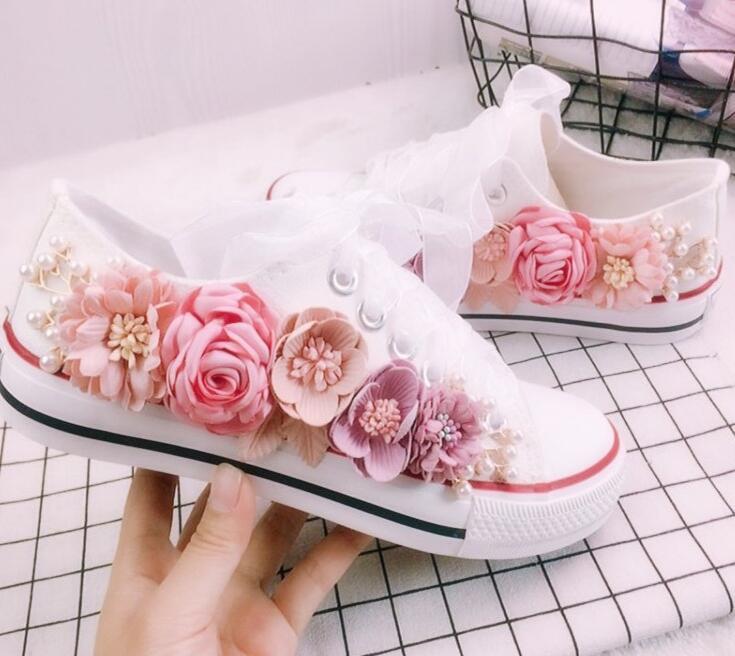 

2020 Low Women Help Canvas Custom Couple Craft Flower Rentals Korean Shallow Fashion Shoes Aupf, Multi