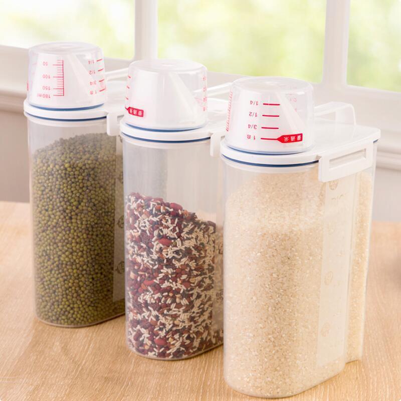 

2L Cereal Storage Box Transparent Kitchen Storage Box Flour Grain Kitchen Grain Rice Container Organizer 29.5x14cm