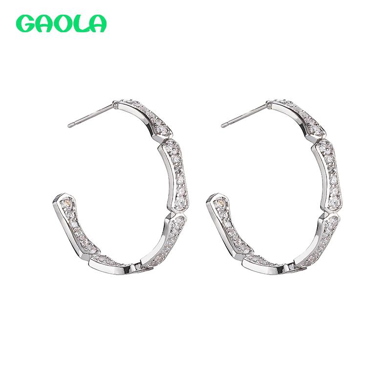 

GAOLA New Round Big Earrings Simple Fashion Earrings Personality Ladies Ladies Luxury Jewelry Large Circle Simple Zircon Jewelry