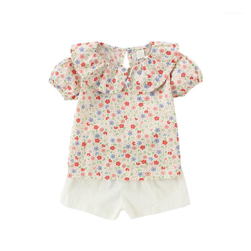 

2PCS WLG Girls Outfits Kids Summer Floral Short Sleeve Shirt and Short Set Baby Girl Cute Clothes for 1-5 Years1