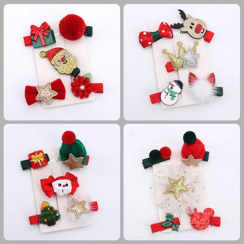 

Children Barrettes Hair Accessories Christmas Set Little Girl Crown Baby Headdress Girls Integrated Seat Cover Headband