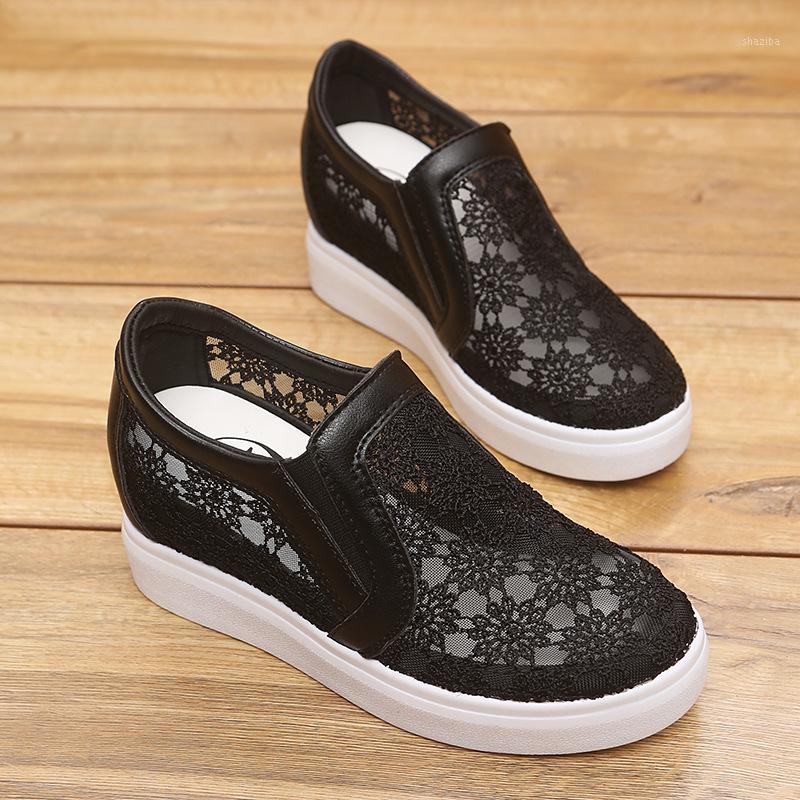 

ZZPOHE Women sneakers walking shoes woman cutouts lace canvas hollow breathable platform shoes Women Casual1, White
