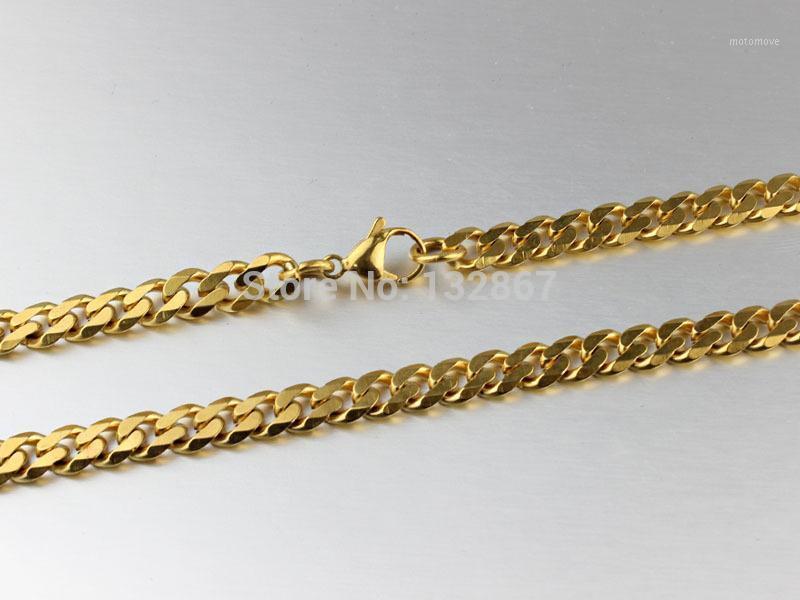 

Women Jewelry Gold Tone Stainless steel Necklace Curb Link Chain 5mm 23''1