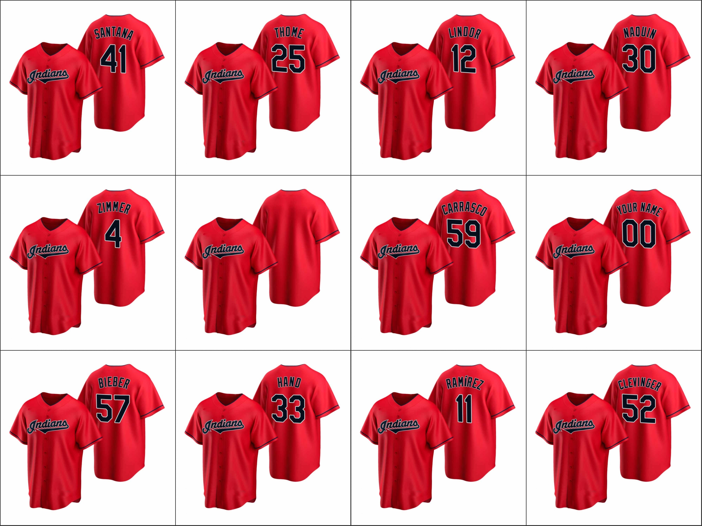 

Cleveland Indians #12 Francisco Lindor 11 Jose Ramirez 4 Bradley Zimmer Men Women Youth Custom Red Replica Alternate Jersey, Black