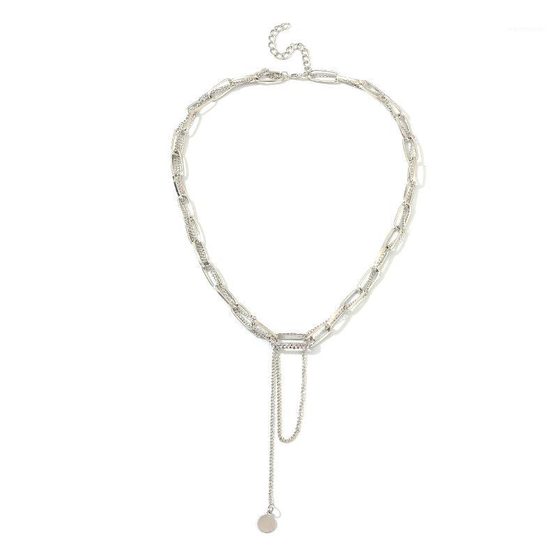

Alloy Oval Buckle Wafer Pendant Necklace For Women Jewelry Collares Friends Chains Accessories Aesthetics Suspension XL101551