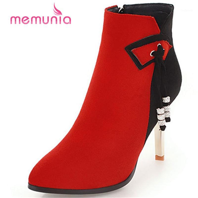 

MEMUNIA new arrive 2020 stiletto heel ankle boots for women sexy super high heel boots autumn winter size 33-431, Green