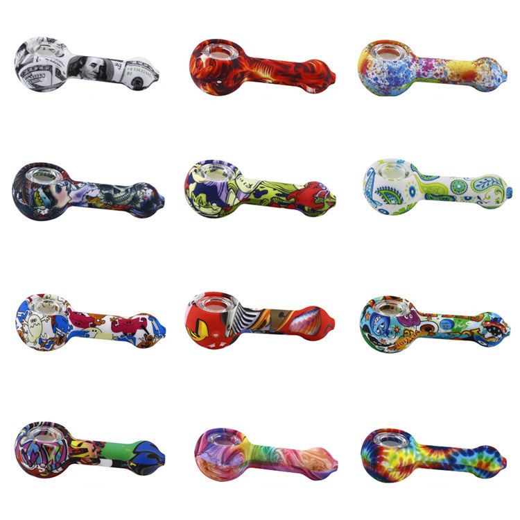 

new styles beautiful Smoking Pipes Glass Hand Pipe Colorful Silicone pipe for Smoking Pipes Bongs Tobacco for Glass Pipe Free Shipping