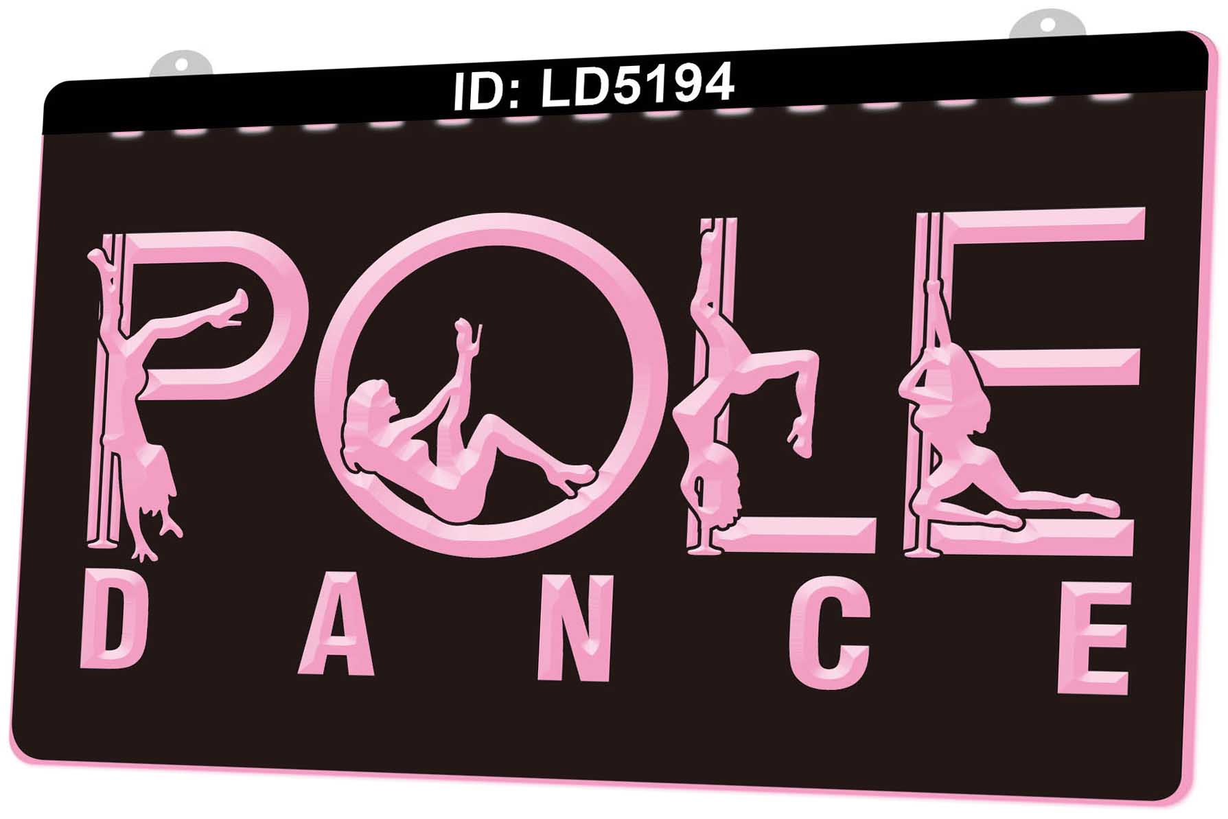 

LD5194 Pole Dance 3D Engraving LED Light Sign 9 Colors Wholesale Retail Free Design