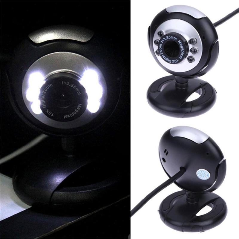 

HobbyLane USB Video Webcam Computer Camera Six Lights Night Vision Camera Computer Webcam With Mic For PC Laptop