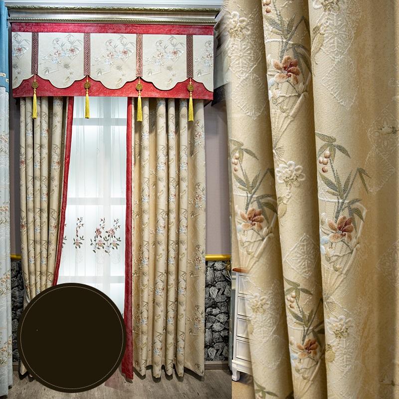 

New Chinese classical atmosphere luxury living room Chinese curtain bedroom balcony shading jacquard curtain, Tulle