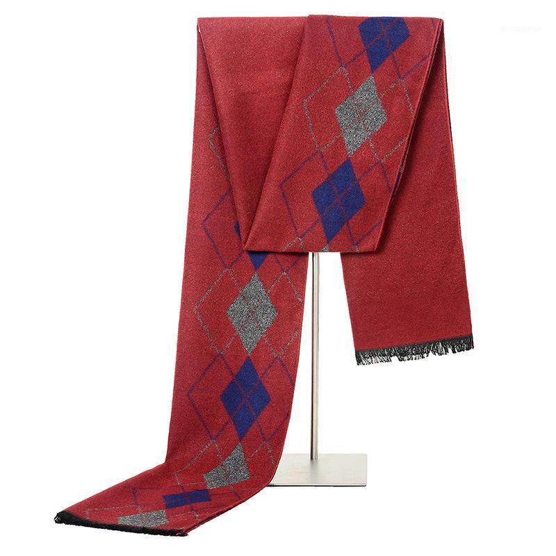 

2020 Luxury Designer Winter Men's Scarf Rhombus Geometric Casual Business Wild Brushed Silk Warm Bib Wholesale1