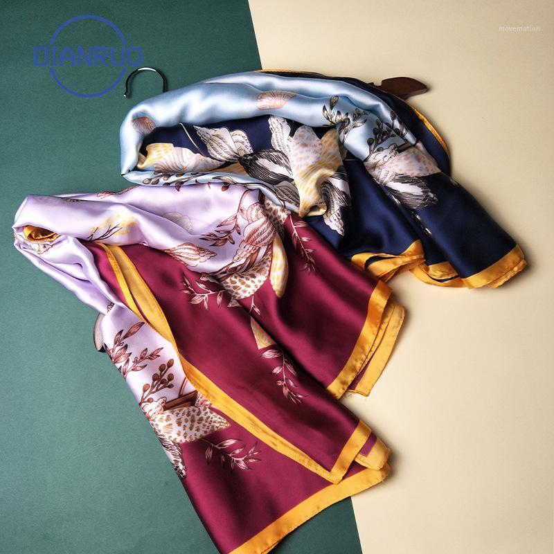 

DIANRUO Women Square Silk Scarf Chiffon Print Lady Hair Neck Scarves Shawl Wrap Female Bandana Head Kerchief Hijab Summer N3821