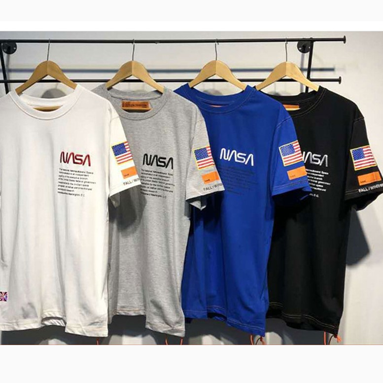 

NASA Men's and Women's High Quality Cotton Fashion Summer T-shirt Street Hip Hop Top, White;black