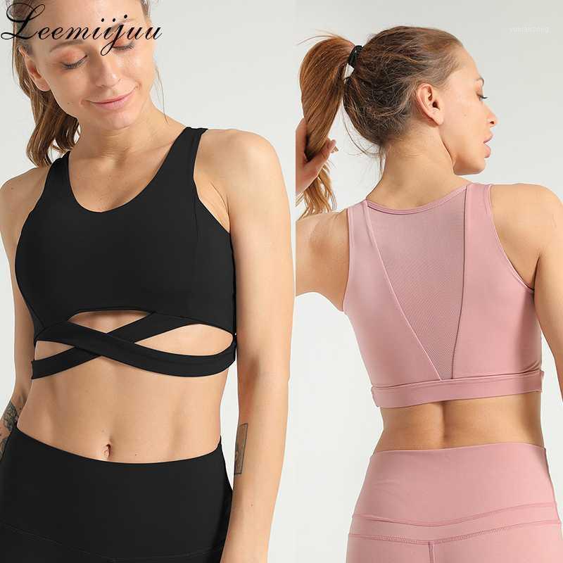 

LEEMIIJUU Fitness Women' T-shirts Workout Sports Bra Yoga Vest Mesh Solid Quick Dry Running Gym Sport bra Yoga Shirts Tank Top1, Black