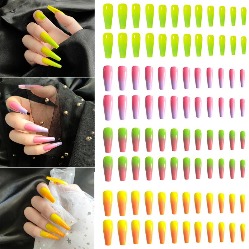 

24pcs Gradient Full Cover False Nails Detachable Fake Nails DIY Manicure Tools Nail Art Tips Ballerina press on