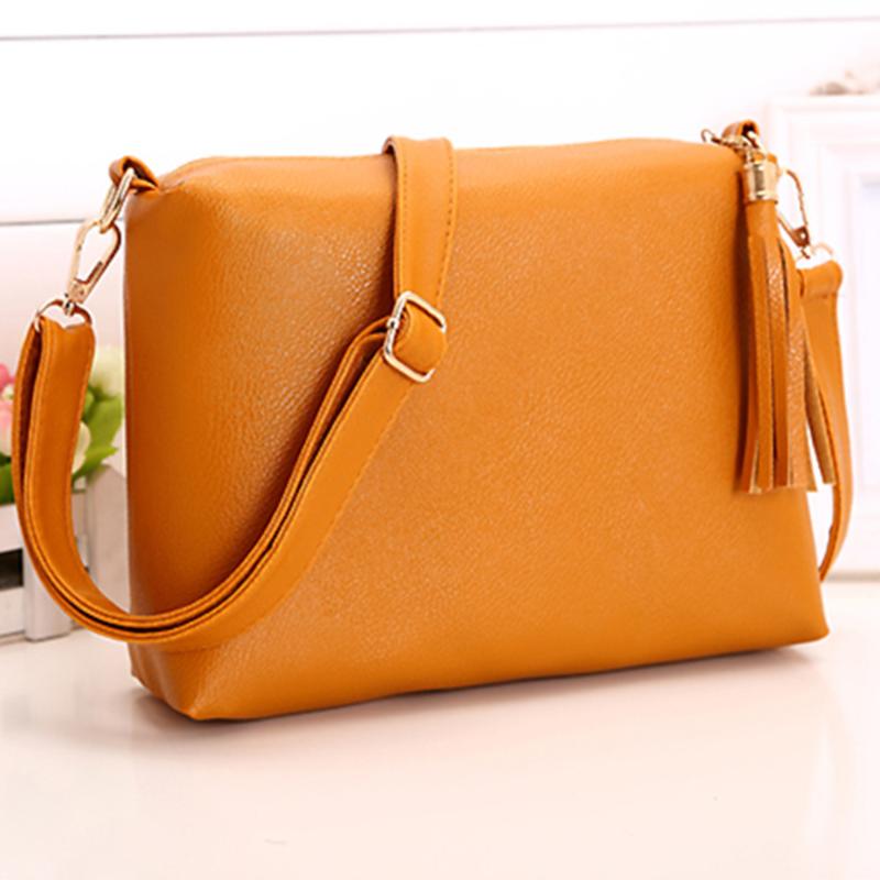 

Women Bags PU Vintage Handbag Women Solid Colors Korean Shoulder Bags Female Tassel Luxury Design High Quality Crossbody Bag, Yellow