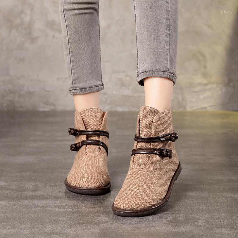 

Genuine Leather boots women snow ankle black boots New winter fashion female retro flat-bottomed leather buckle short1