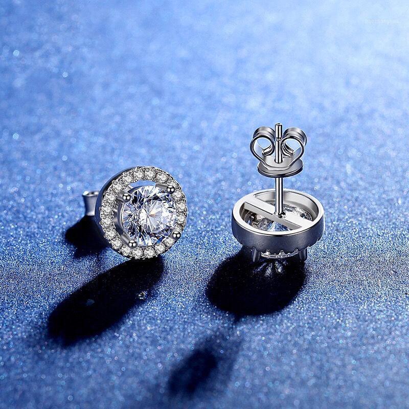 

Stud 100% Moissanite Earring 0.5ct 1.0ct D Color Round Brilliant Diamond 925 Sterling Silver Earrings Birthday Gift Fine Jewelry, Golden;silver