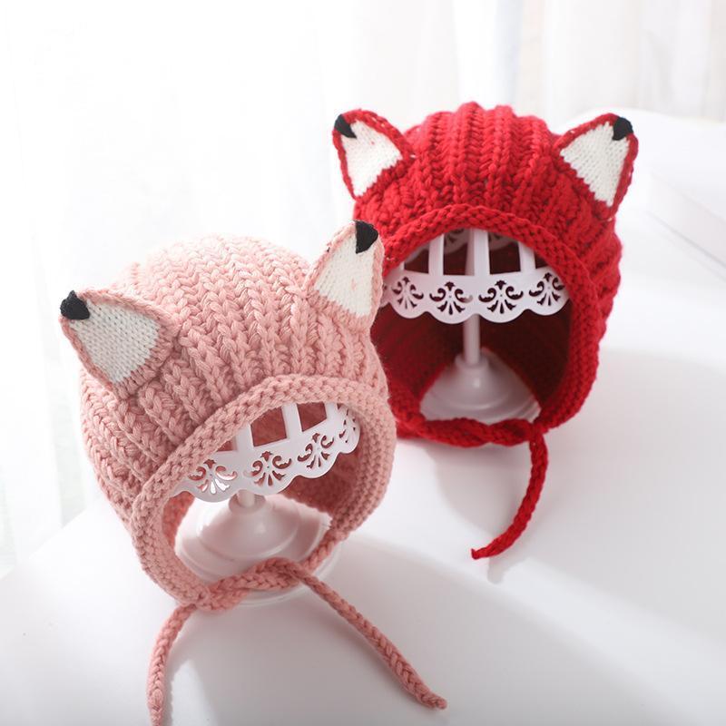 

Cartoon Knitted Hat For Baby Girl Accessoreis Kids Winter Beanie Caps Warm Ear Protection Children Hat Baby Stuff1, Pink