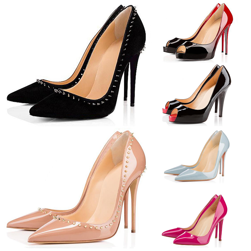 

2021 red bottom heels fashion women shoes high heels 8cm 10cm 12cm Luxurys Designers bottoms spikes Dress Sneakers With Box Dust Bag, 2 pointed toe leather black