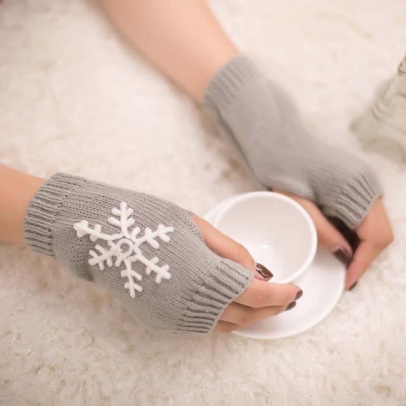 

Women Girl Knitted Arm Fingerless Keep Warm Winter Gloves Soft Warm Mitten