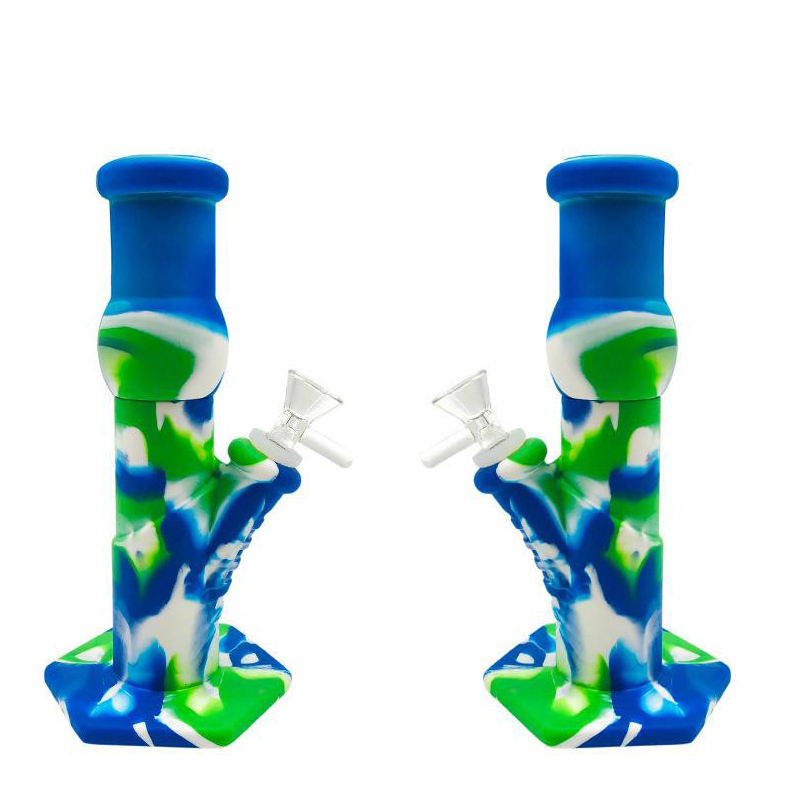 

Hexagon Silicone Bongs colorful water pipe oil smoking Dab Rigs Removable Straight With Glass Bowl Hookahs