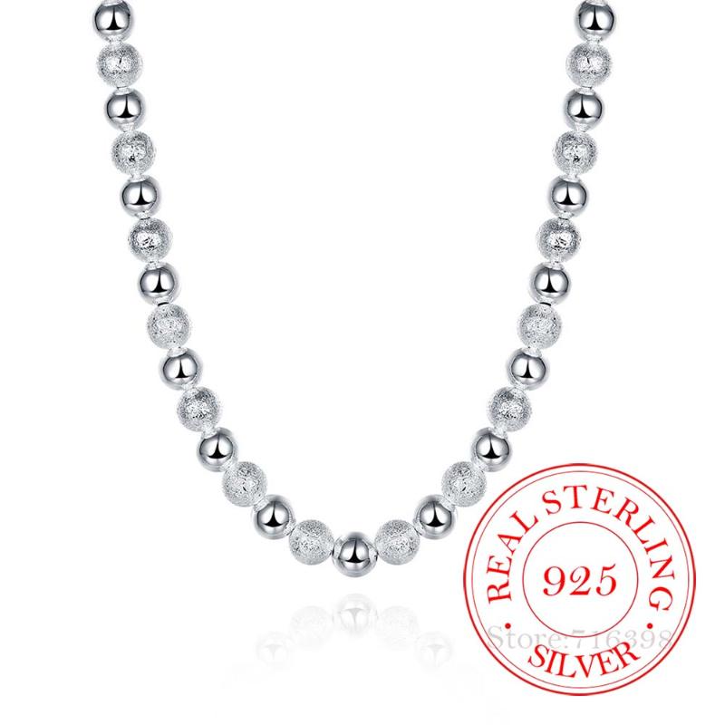 

Wholesale 925 Sterling Silver Necklace & Chains,Fashion Party Jewelry Accessories,8MM Sand Light Beads Ball Necklaces for Women
