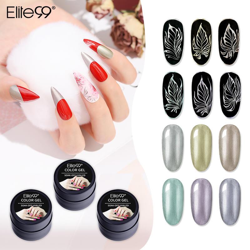

Elite99 Metal Effect Nail Gel Rose Gold Silver UV LED Draw Painting Nail Art Color Gel Polish Manicure Long Lasting Vernish, A-12