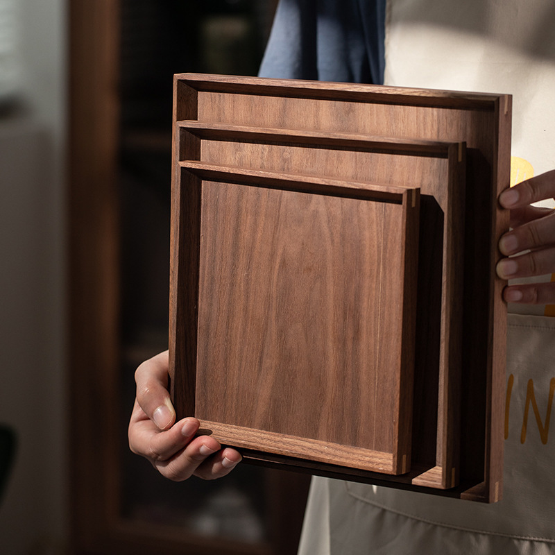 

2021 New Bandejas Caf Ch Preto Nogueira Placas Madeira Pratos De Armazenamento Para Bolo Frutas Pires Sobremesa Jantar Po Xaq1