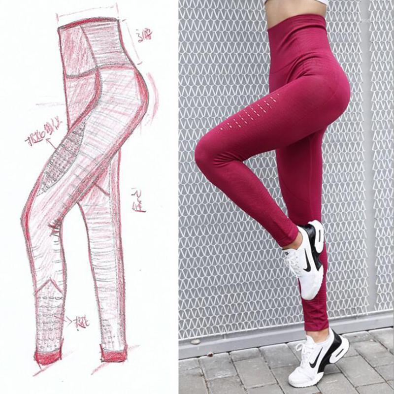 

Women knitted seamless yoga leggings fitness feminine high waist hip push up sports pants gym leggins deporte mujer running pant1, Black