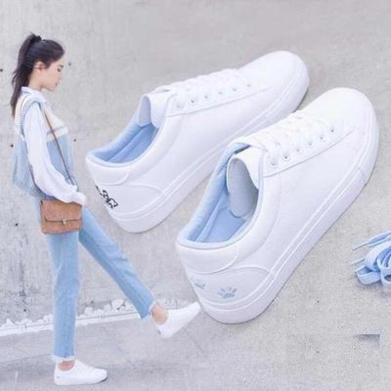 

2021 The New Female Ladies Fashionable Vulcanized Rubber Soles Running Flat Shoes White 2htr, Blue