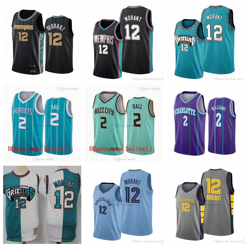 

Men Youth Memphis Grizzlies 12 Morant 2 Ball 20-21 City Basketball Jersey, Black