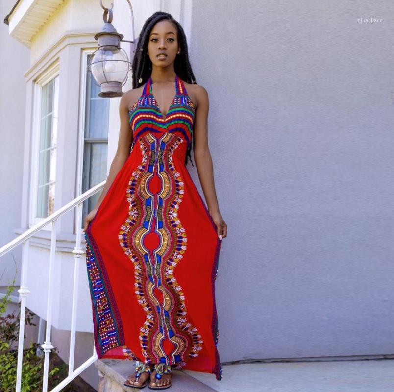 

2019 hot style African totem hd positioning printed halter dress1