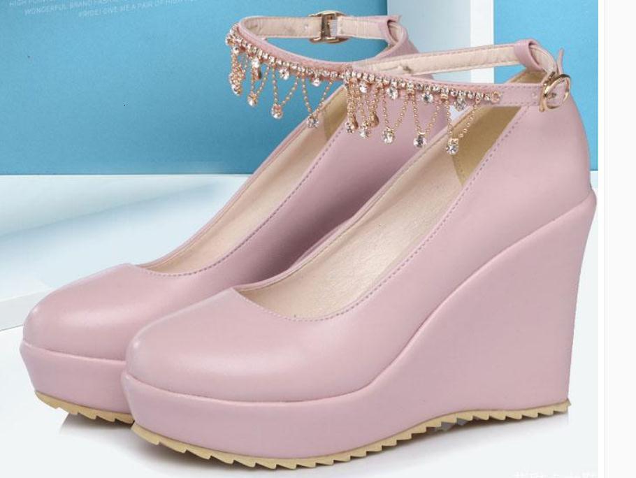 

2021 Women's Shoes in Spring and Autumn New Style Slope Heel Round Head 0FCH, Black