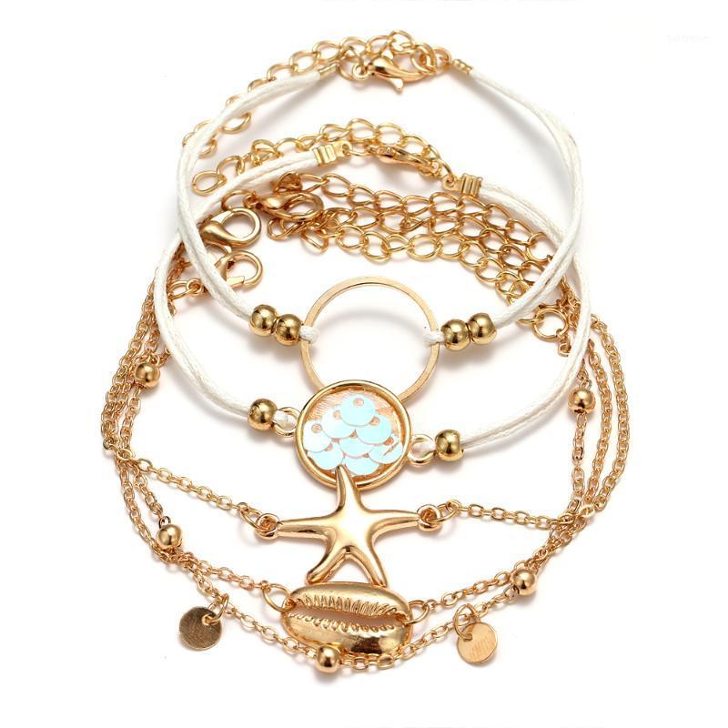 

FAMSHIN 5PCS/Set Shell Bohemian Bracelets & Bangles Set Vintage Gold Multi layer Charm Bracelet For Women 2020 Fashion Jewelry1