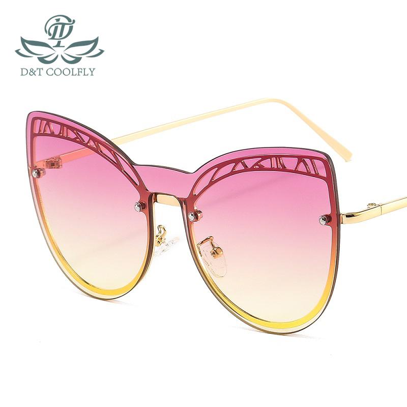 

D&T 2021 New Fashion Cat Eye Sunglasses Women Men Gradients Butterfly Lens Alloy Metal Frame Brand Designer Vintage Sunglasses