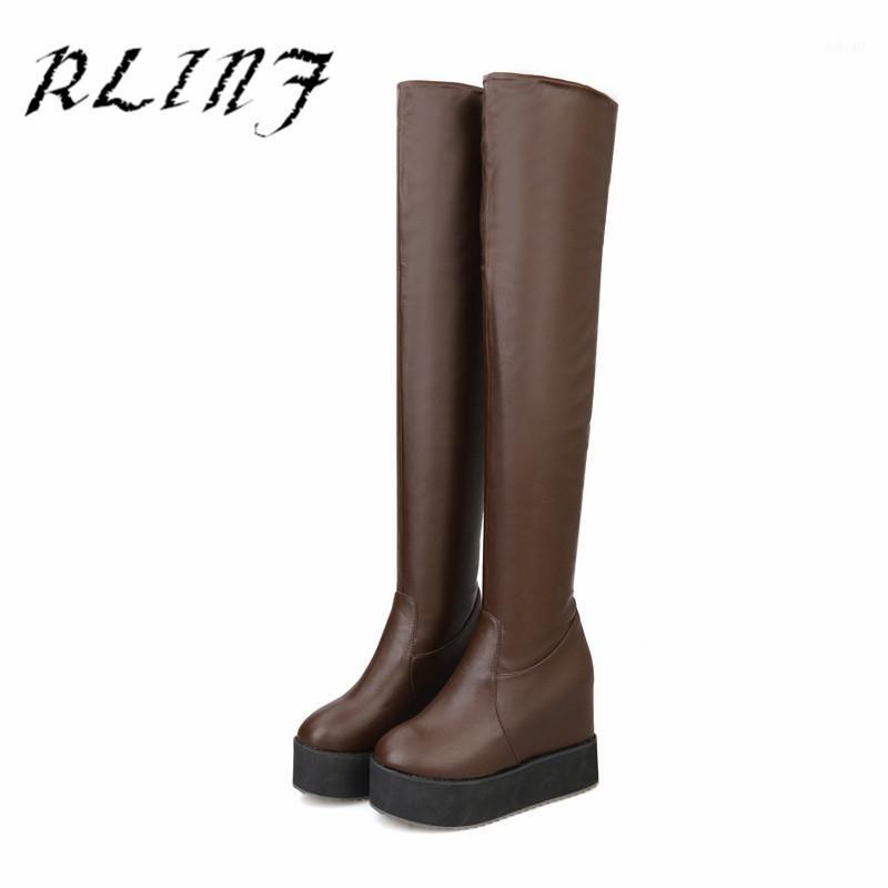 

RLINF Fashion New Early Autumn High PU Boots with Heel Platform Shoes1, White