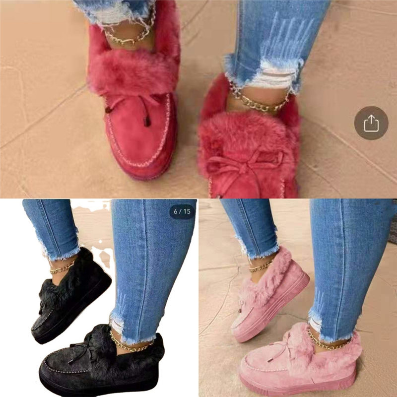 

2ijds Womens Soft Warm Slippers Winter Home Comfortable Plus velvet Cotton mop cotton yarn Plush snow boots Lining Cozy Slip-on House, Black